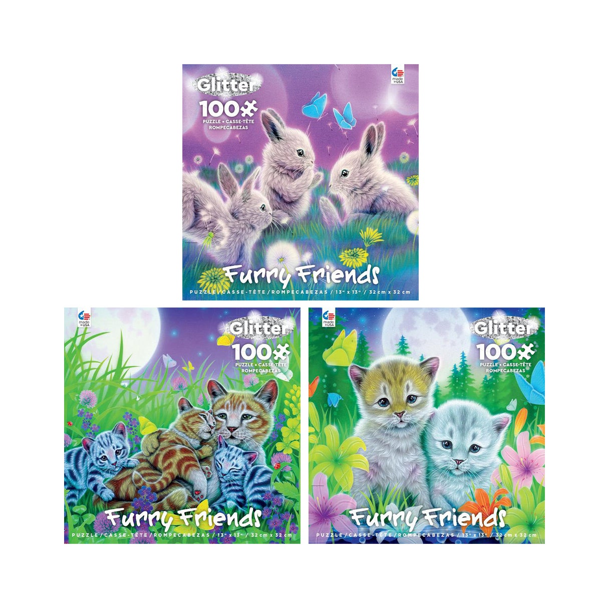 100PC FURRY FRIENDS GLITTER ASST (6) BL
